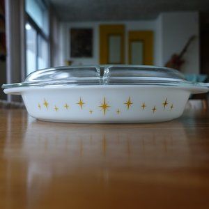 1959 Pyrex Cinderella Constellation Oval Divided Casserole Dish